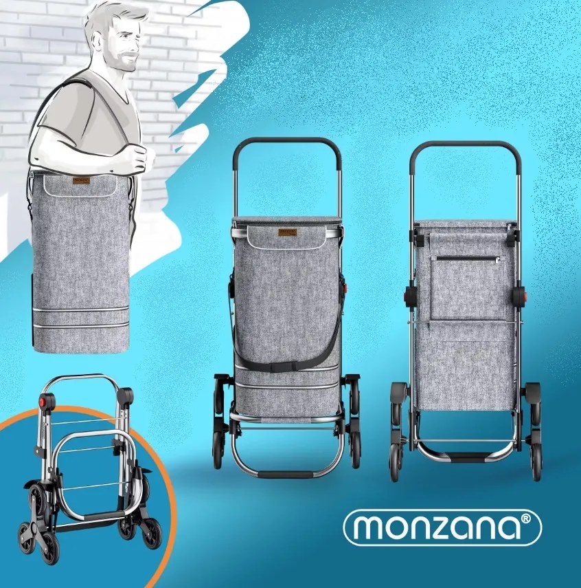 Monzana Torba na zakupy na kółkach do schodów COMFORT, 50l, szara