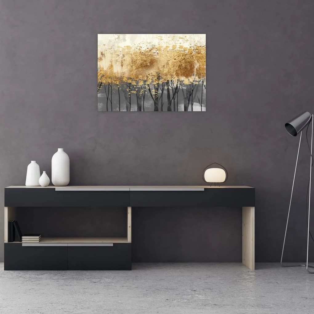 Obraz - Złote drzewa (70x50 cm)