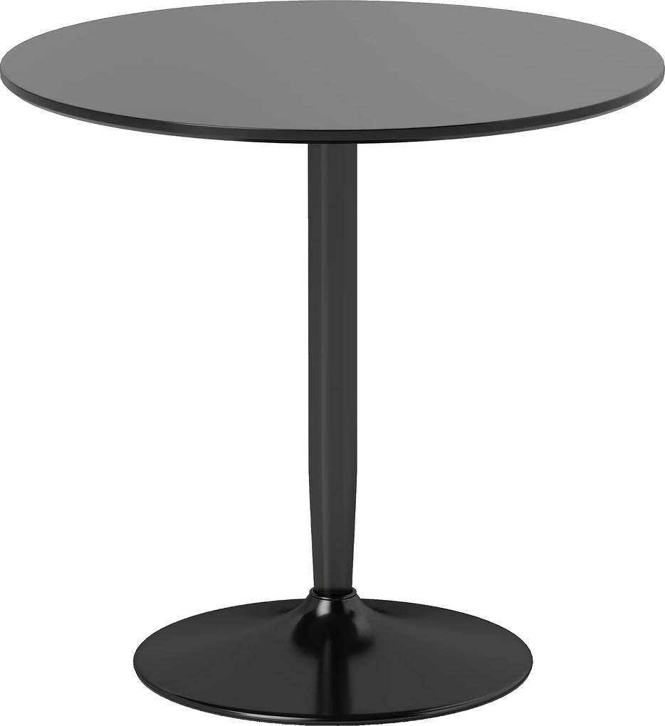 HOMCOM Stół jadalniany dla 2 osób, okrągły blat Ø80 cm, MDF i Stal, antypoślizgowy, Czarny, 75W cm