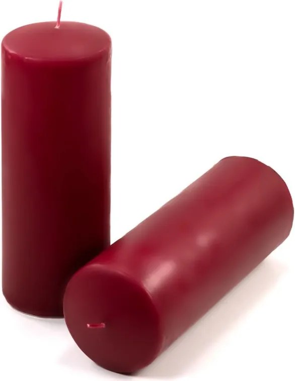 Zestaw świec słupkowych 20 cm Ø 7,5 cm, bordowy, 2 szt.
