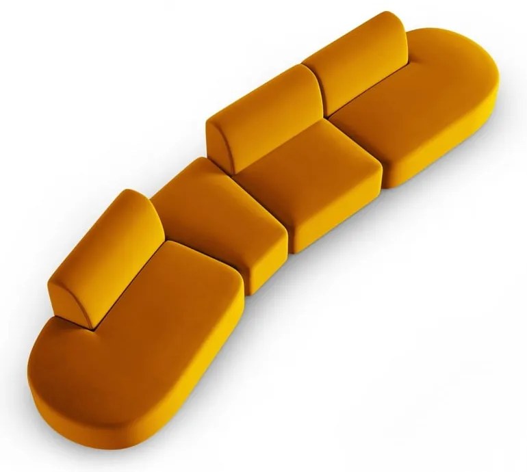 Musztardowa aksamitna sofa lewostronna 428 cm Paolo – Milo Casa