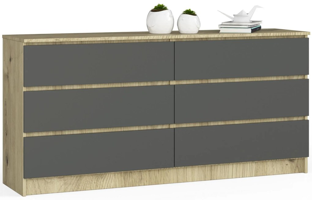 Młodzieżowa komoda z szufladami dąb artisan + grafit D8-B80