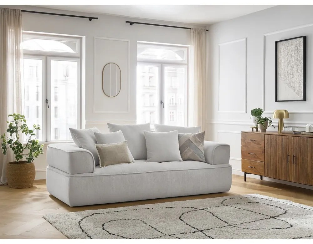 Jasnoszara sofa z tkaniny szenilowej 237 cm Whesley – Bobochic Paris