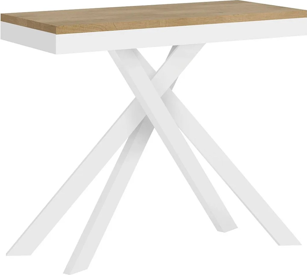 Konsola rozkładana 90x40/300 cm Krack Evolution dąb naturalny biała rama