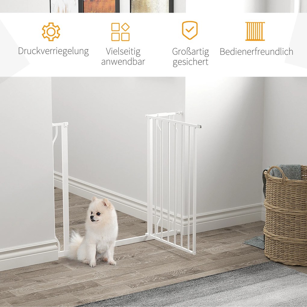 Drzwi zabezpieczające dla psów regulowana brama ochronna kratka biała 95x4x76cm | Aosom PL