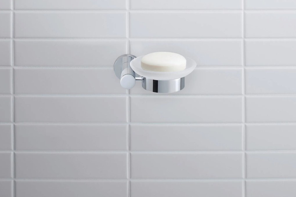 Duravit D-Code mydelniczka Ø10 cm na 1 mydło Chrom - prawostronny