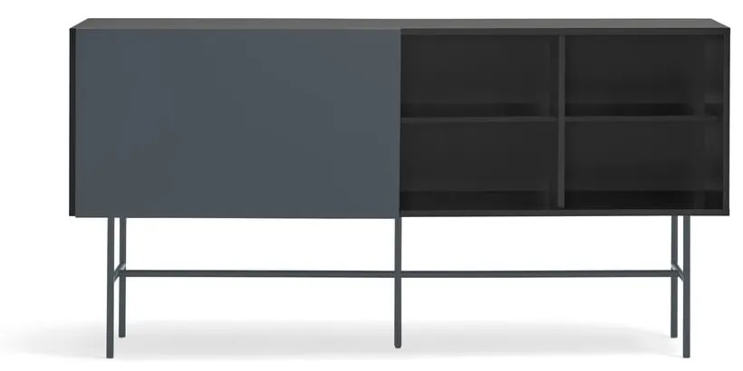 Czarno-antracytowa niska komoda z drzwiami przesuwnymi 180x91 cm Nube – Teulat