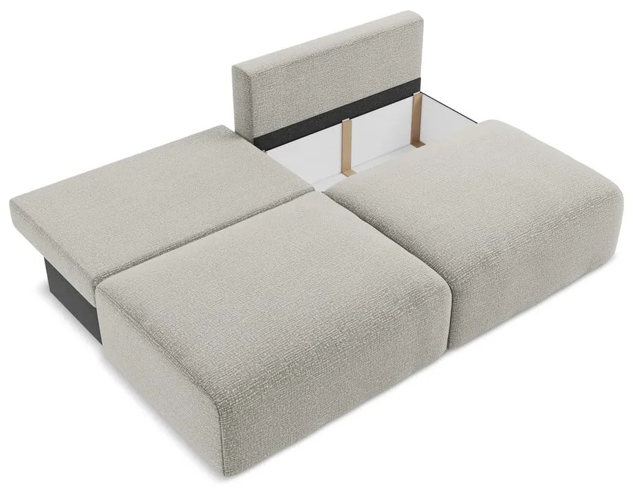 Jasnoszara rozkładana/ze schowkiem sofa 216 cm Kalena – Makamii