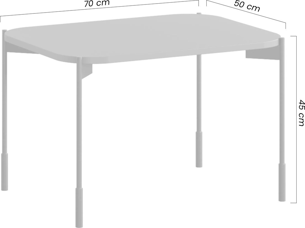 Stolik kawowy Sonatia 70 cm prostokątny na metalowych nogach - oliwka