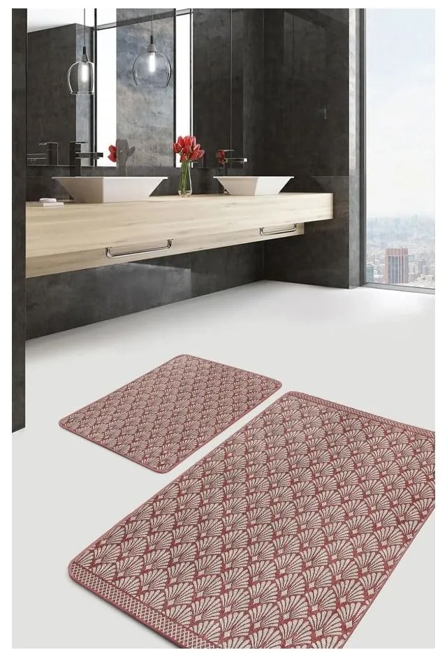 Brązowe aksamitne dywaniki łazienkowe zestaw 2 szt. 60x100 cm – Mila Home