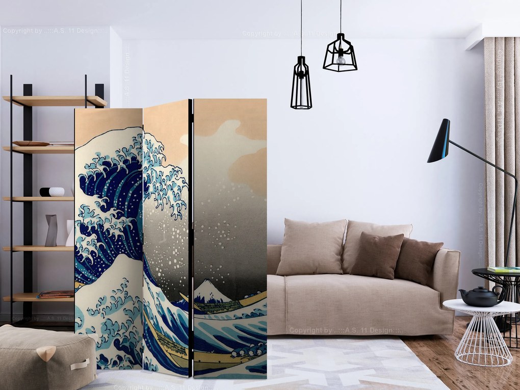 Parawan dwustronny Orient 135x172 cm 3-częściowy biały ARTGEIST B