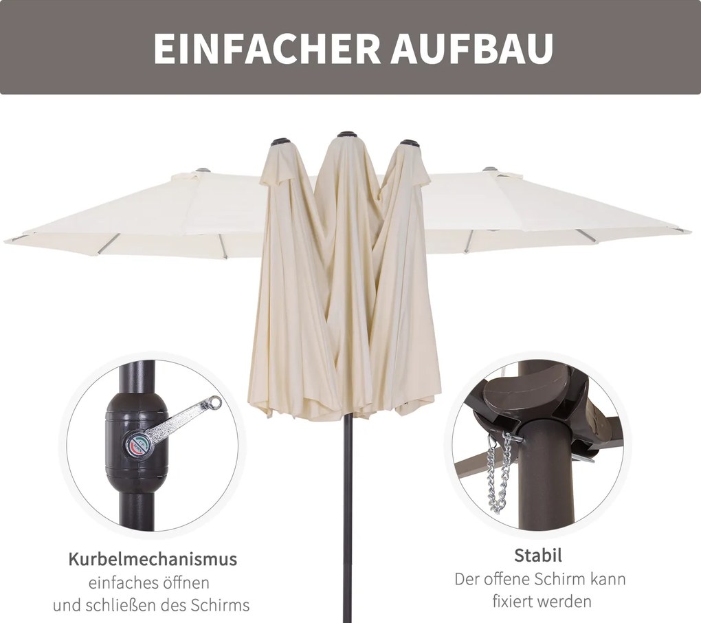 Outsunny parasol ogrodowy podwójny parasol targowy 460x270cm | parasol dwugłowy duży | parasol dwugłowy średni | parasol dwugłowy mały | Aosom PL