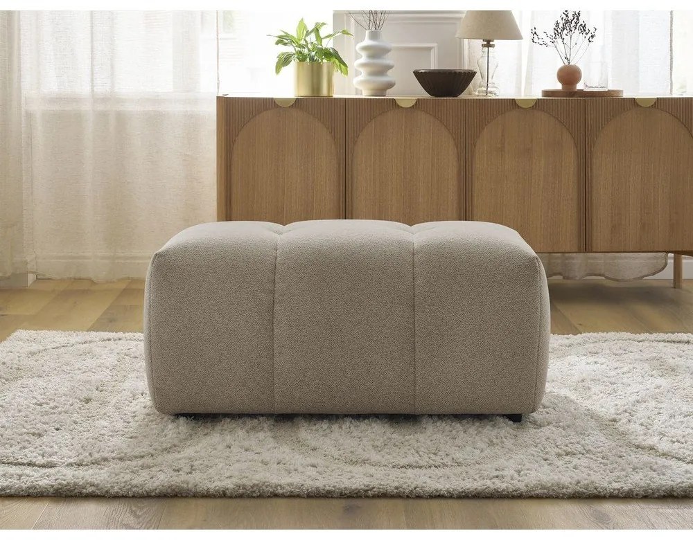 Beżowy podnóżek z tkaniny szenilowej Roxelane – Bobochic Paris