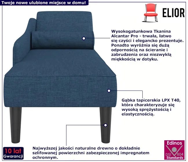 Niebieski Fotel Typu Szezlong Z Poduszką W9-T13