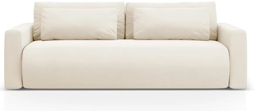 Beżowa aksamitna rozkładana sofa ze schowkiem 238 cm Belfast – Cosmopolitan Design