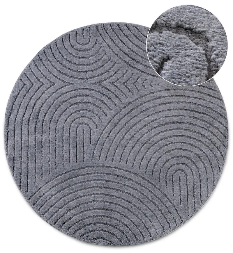 Antracytowy okrągły dywan ø 200 cm Panglao New York Anthracite – Elle Decoration