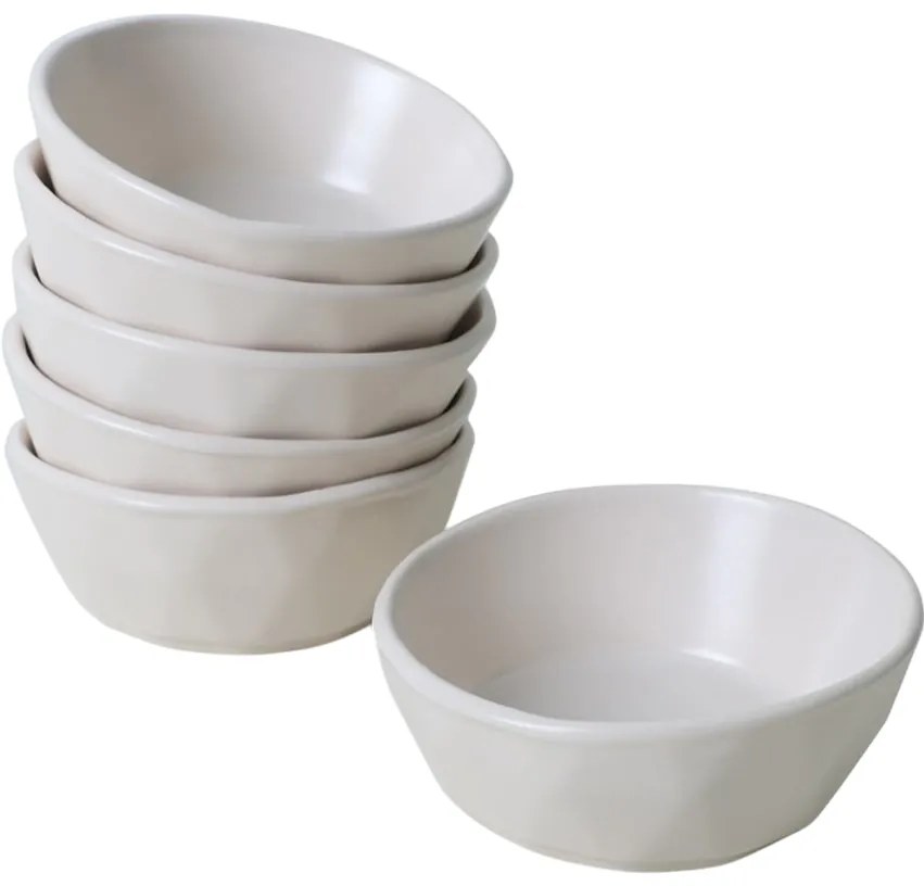 Zestaw 6 misek kamionkowych Facetta 12 cm, kremowy