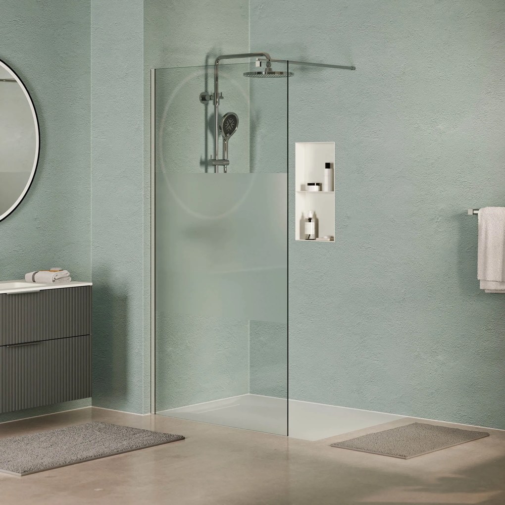 Walk-In Dusche EIRA - Milchglas-Streifen 8 mm und 10 mm
