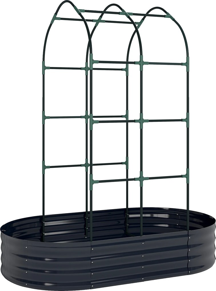 Outsunny Podwyższona grządka z kratką, metalowa donica z rękawicami, doniczka ogrodowa 160 x 90 x 180 cm, ciemnoszara | Aosom PL