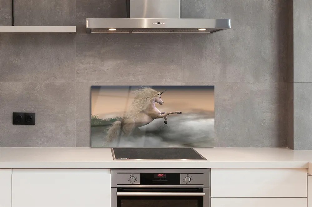 Szkło do Kuchni na Ścianę Magiczny Jednorożec w Chmurach