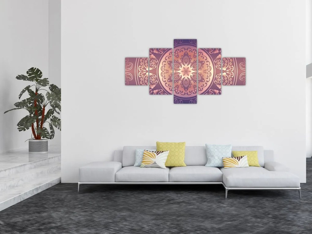 Obraz - Mandala na fioletowym gradiencie (125x70 cm)