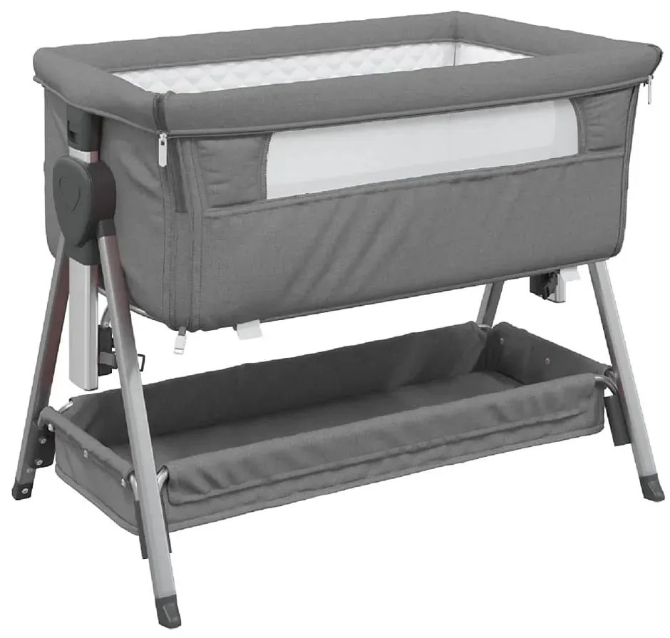 Przenośne ciemnoszare łóżeczko niemowlęce A3-N38