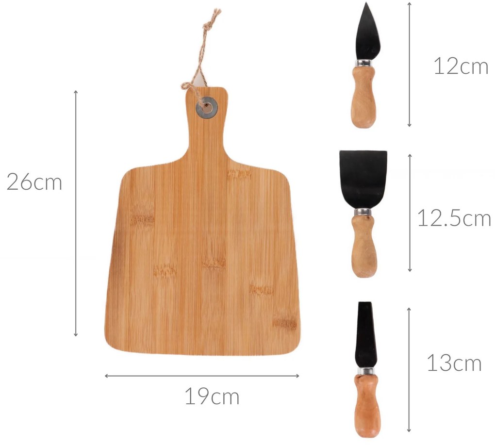 Deska do krojenia serów + 3 noże, komplet