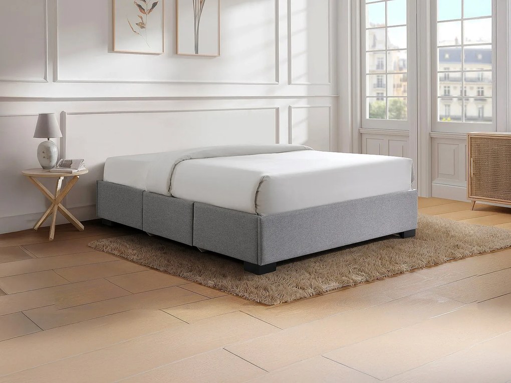 Stelaż łóżka z szufladami 180 x 200 cm - Tkanina szara - KOLANE od YSMÉE