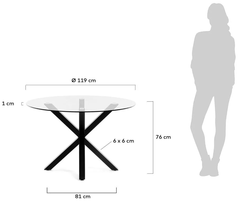 Okrągły stół do jadalni ze szklanym blatem Kave Home, ø 119 cm
