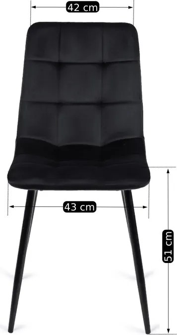 Krzesło Tapicerowane do Jadalni PERU Czarne Welurowe Nowoczesne Loft