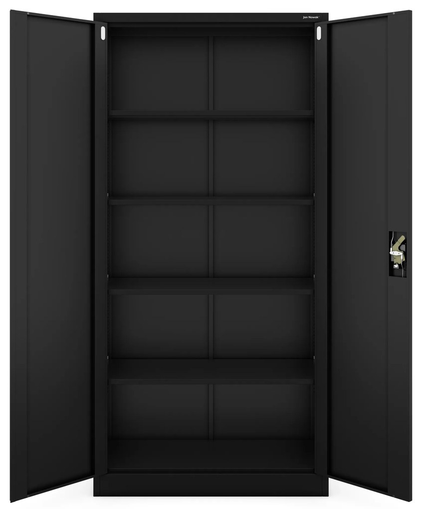 Szafa biurowa na dokumenty czarna: JAN, 900 x 1850 x 400 mm