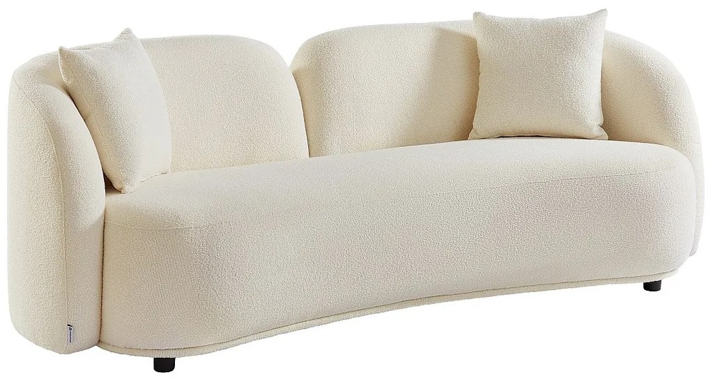 Kanapa 3-osobowa z białej tkaniny z bukli LINORIA