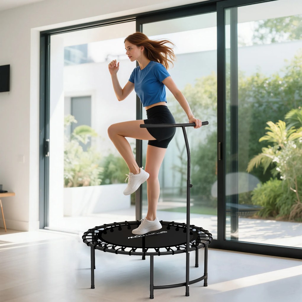 SPORTNOW Trampolina Rebounder, 5-stopniowy regulowany uchwyt, trampolina do treningu, Czarny