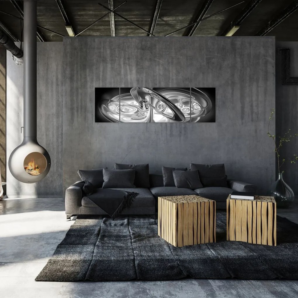 Obraz nowoczesnej szarej abstrakcji (170x50 cm)