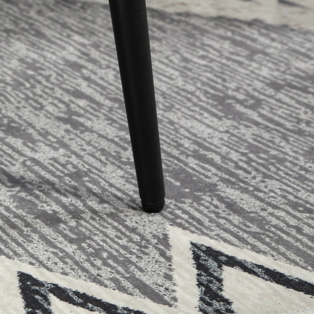 HOMCOM Taboret z Podnóżkiem, Tapicerowany Siedziskiem, Wygląd Kaszmiru, Stalowe Nogi, 42 x 42 x 47 cm, Ciemnoszary