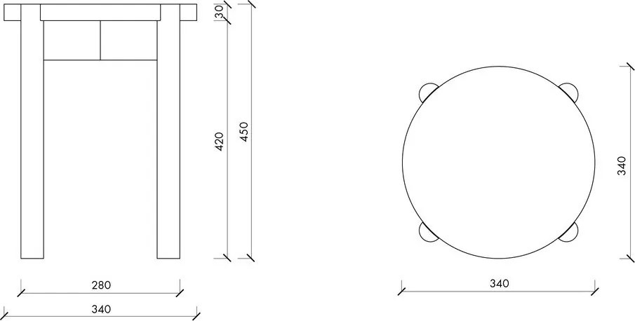 Czarny stołek z litego drewna bukowego Hopp – noo.ma
