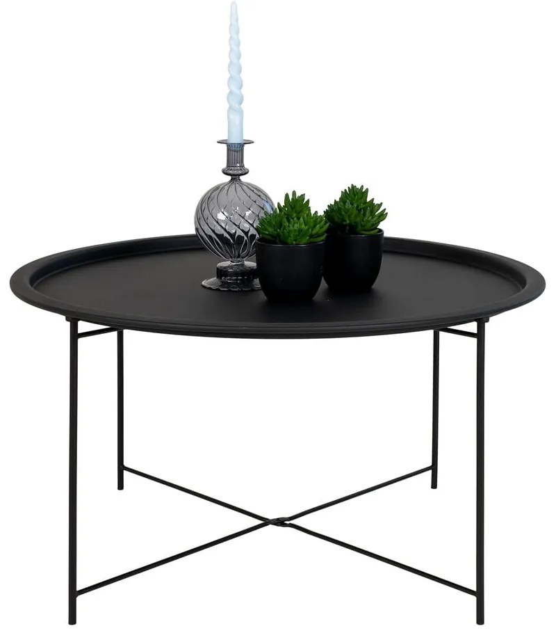 Czarny metalowy okrągły stolik ø 75 cm Bastia – House Nordic