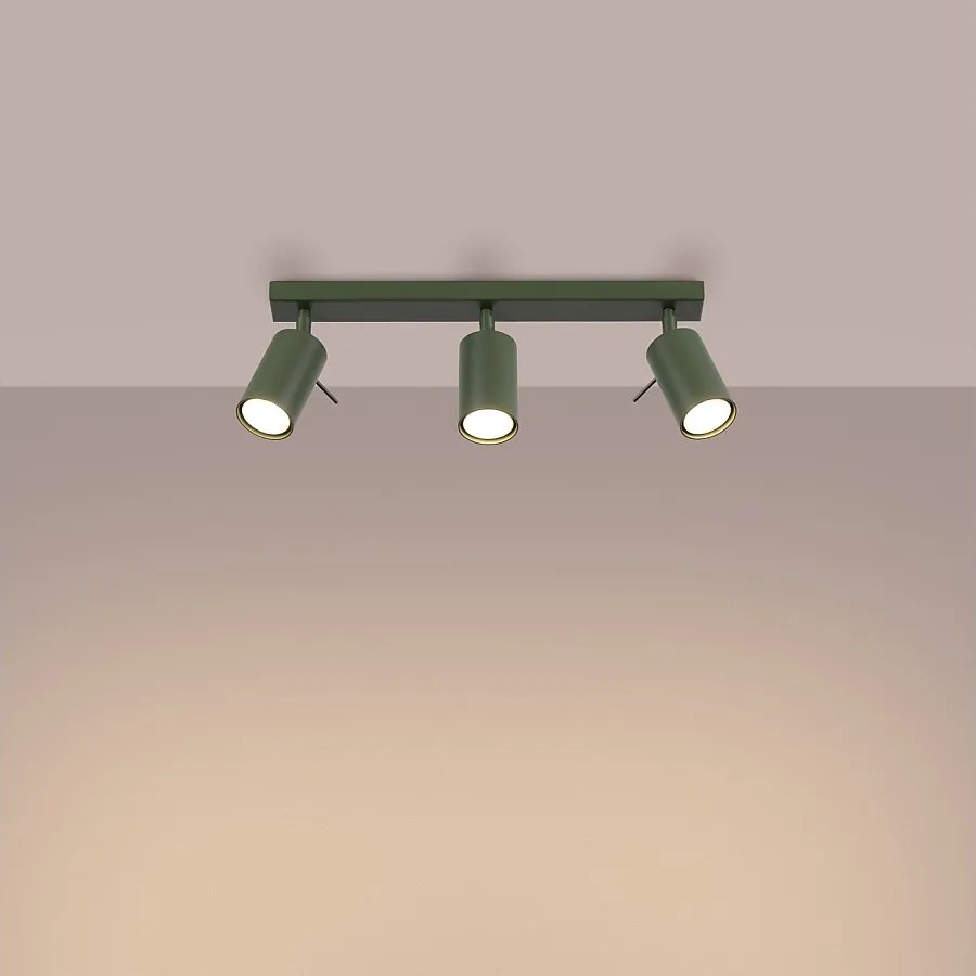 Lampa sufitowa nowoczesny Briix, stal - 3 źródło światła 3000K - L.45 x H.17 cm - zielony oliwkowy
