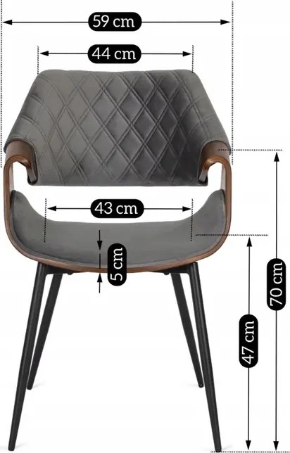Zestaw Stół Rozkładany Ceramiczny LIZBONA 160-200 cm Czarny/Orzech i 4 Krzesła DAKOTA Szare/Orzech