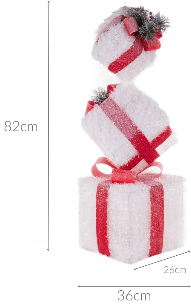 Dekoracja świetlna stosik prezentów, 75 cm