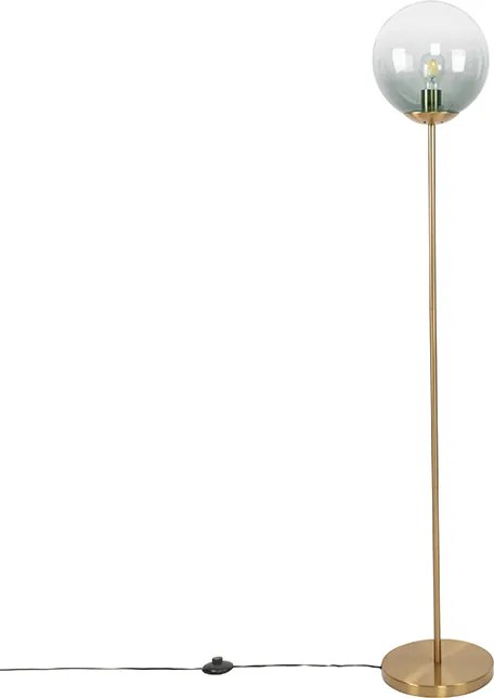 Lampa stojąca w stylu art deco mosiądz z zielonym szkłem - Pallon