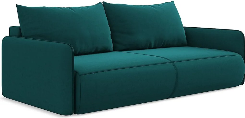 Kanapa 3-osobowa z funkcją spania - z tkaniny welwetowej - morski - NANEA