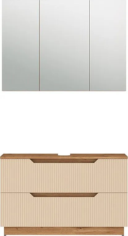 Zestaw mebli łazienkowych dąb/kaszmir w paski 119.2x35x62.5 lotta