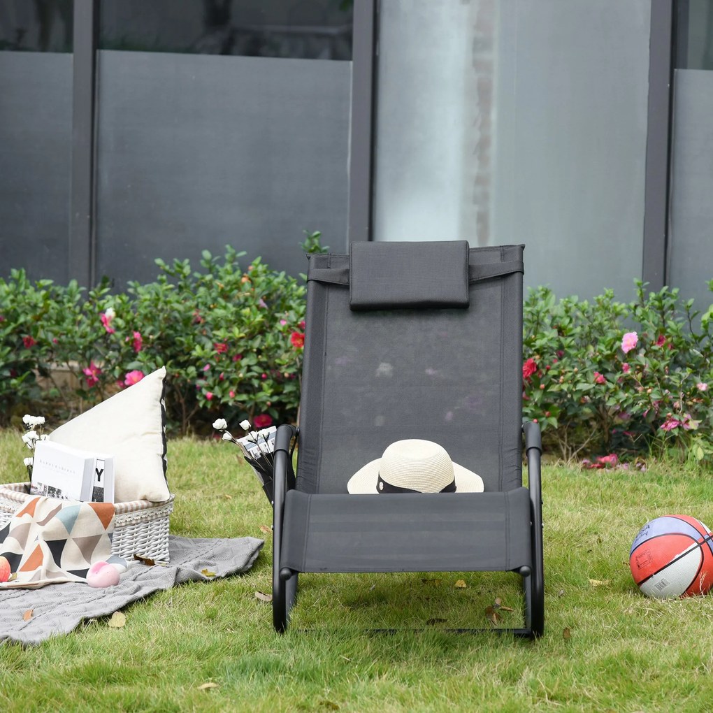 Outsunny Fotel bujany Krzesło obrotowe Krzesło ogrodowe Fotel bujany Siatka metalowa Czarny 150 x 62 x 88 cm | Aosom.pl