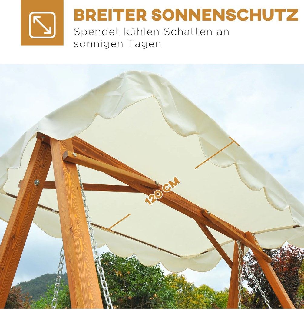 Stylowa Huśtawka Ogrodowa Outsunny dla 3 osób z Modrzewia