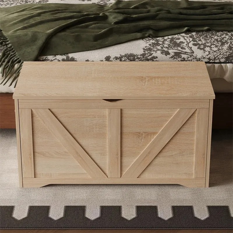 Drewniana duża skrzynia przechowywania jasny brąz kufer ławka loft 100cm