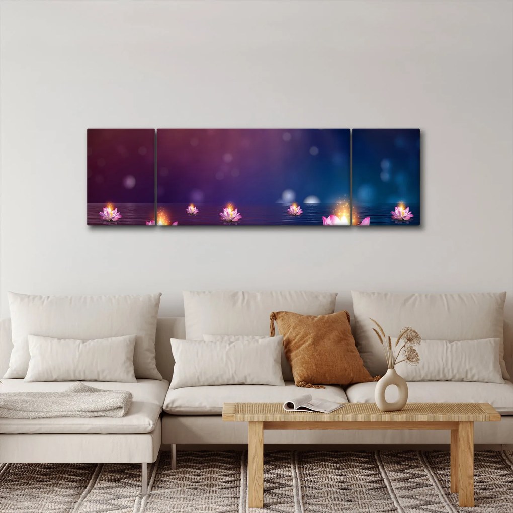 Obraz - Magiczne lilie wodne (170x50 cm)