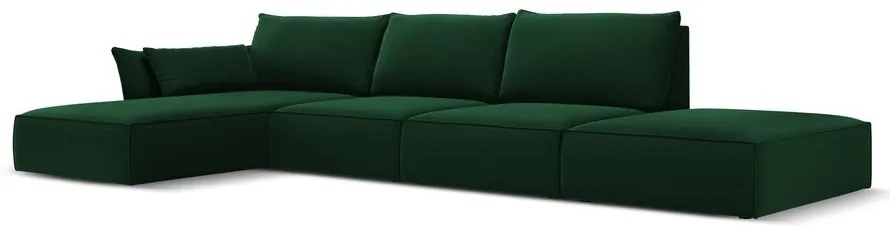 Ciemnozielony aksamitny narożnik (lewostronny/z szezlongiem) Vanda – Mazzini Sofas
