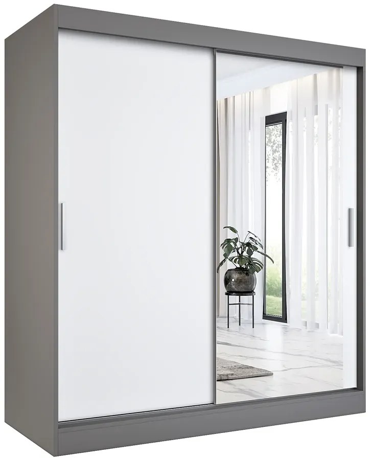 Szafa przesuwna antracyt + biały 180 cm - Massi 5X