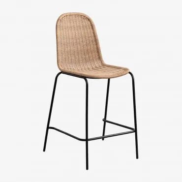 Zestaw 2 Składanych Wysokich Stołków Z Wikliny Reiven Czarna & ↑65 Cm - Sklum